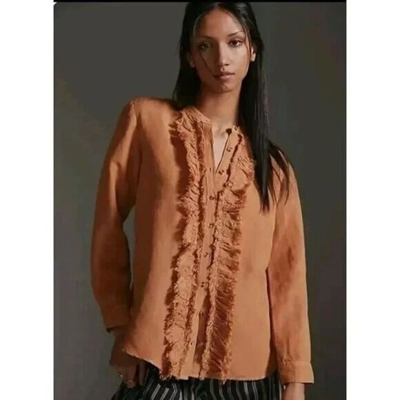 Anthropologie Tops - Anthropology Pilcro Ruffled Placket Shirt size M